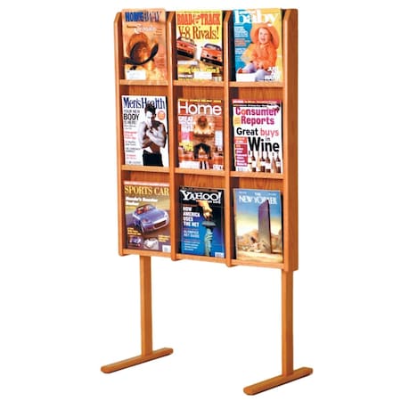 Wooden Mallet Divulge 9 Magazine Floor Display Medium Oak MM9-FSMO
